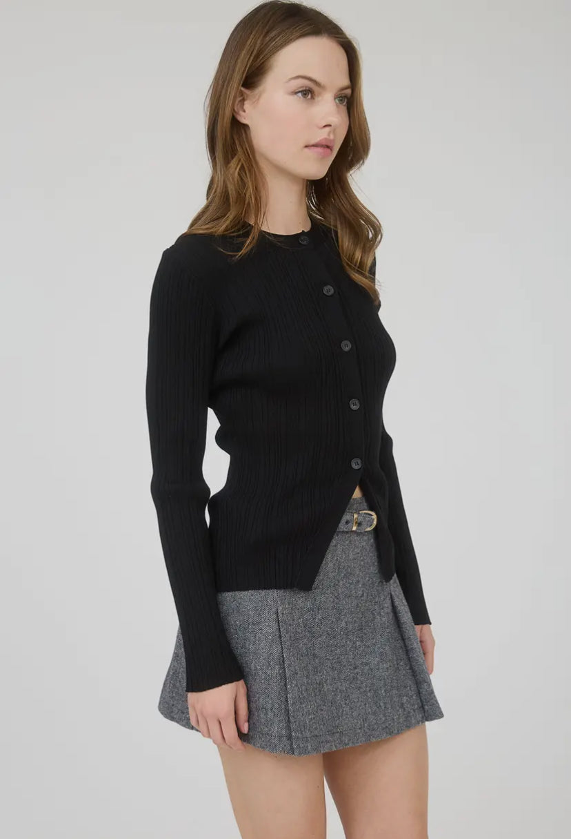 Fayette Split Hem Top | Black
