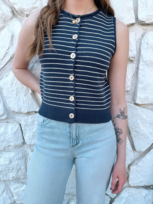 Aro Knit Vest | Navy