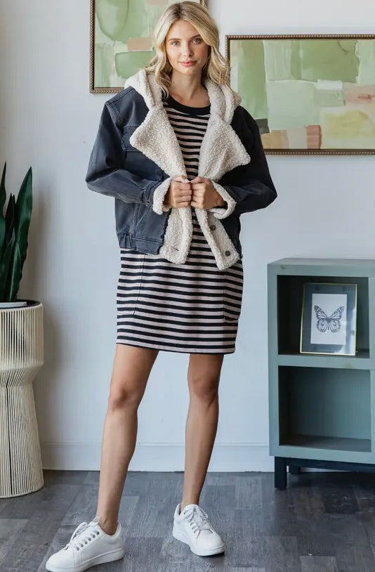 Reader Sherpa Hooded Denim Jacket