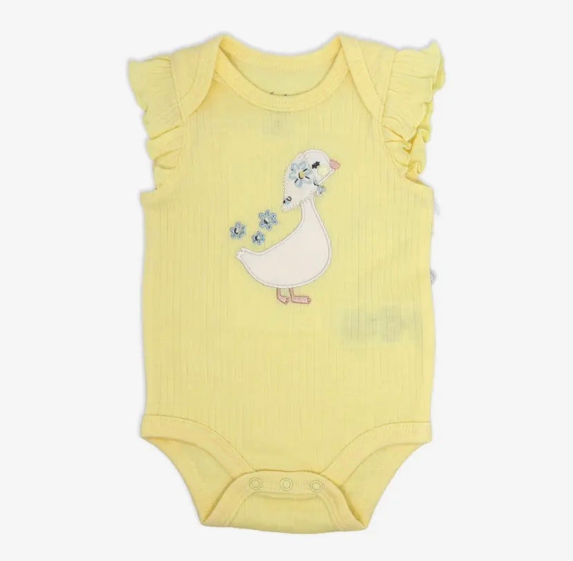 Yellow Flutter Sleeve Goose Bodysuit