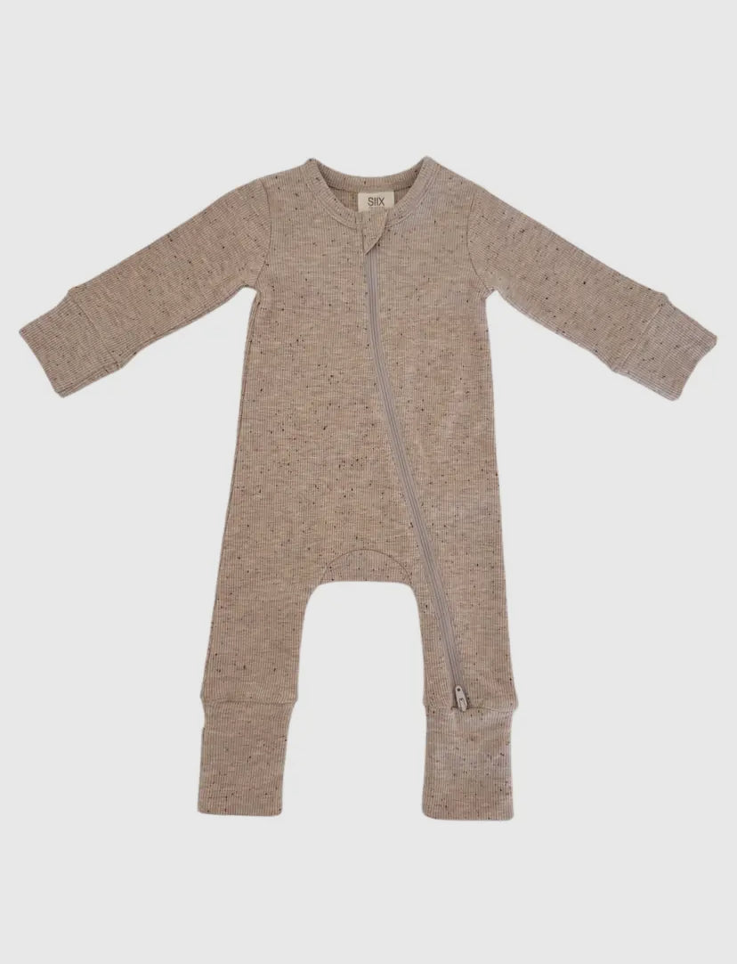 Tan Speckle 2-Way Zip Onesie