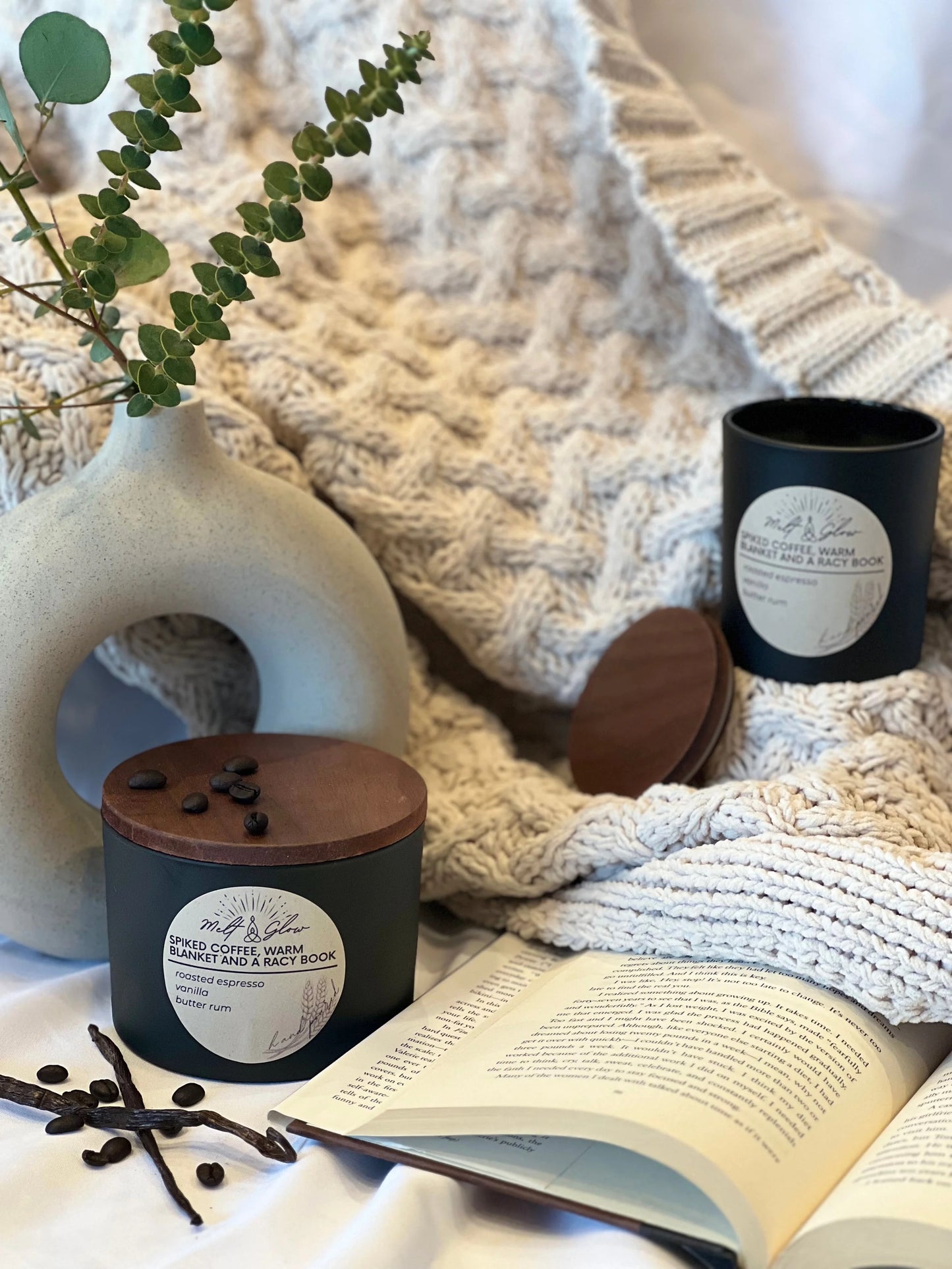 Melt & Glow | Spiked Coffee, Warm Blanket And A Racy Book | 12oz Candle