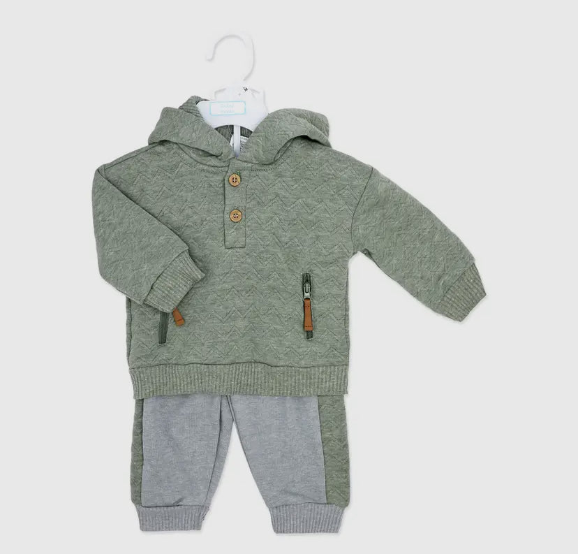Boys 2 Piece Hooded Jogger Set | Green