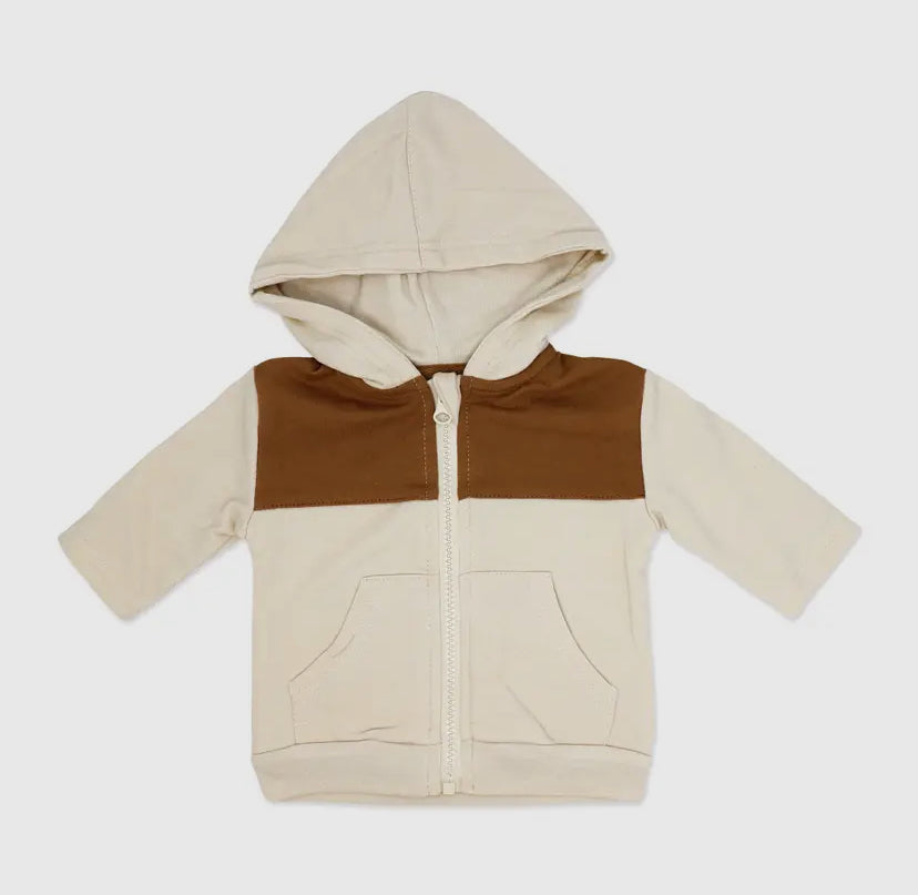 Boys 3 Piece French Terry Jacket Set | Brown Stripe