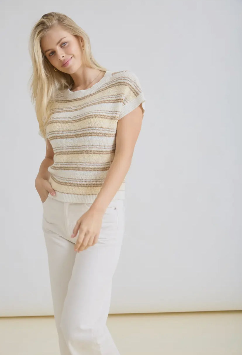 Dessa Knit Top | Butter Yellow Multi-Colour