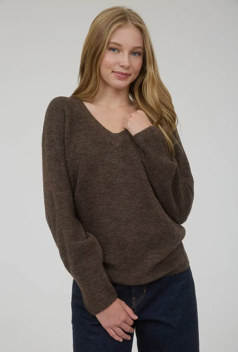 Sammy V-Neck Sweater | Brown
