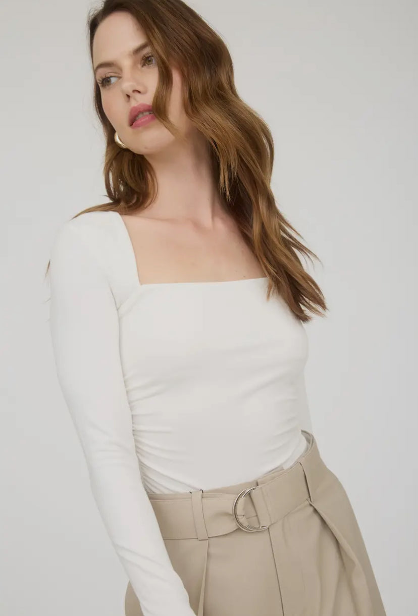 Beck Ruched Side Top | Ivory