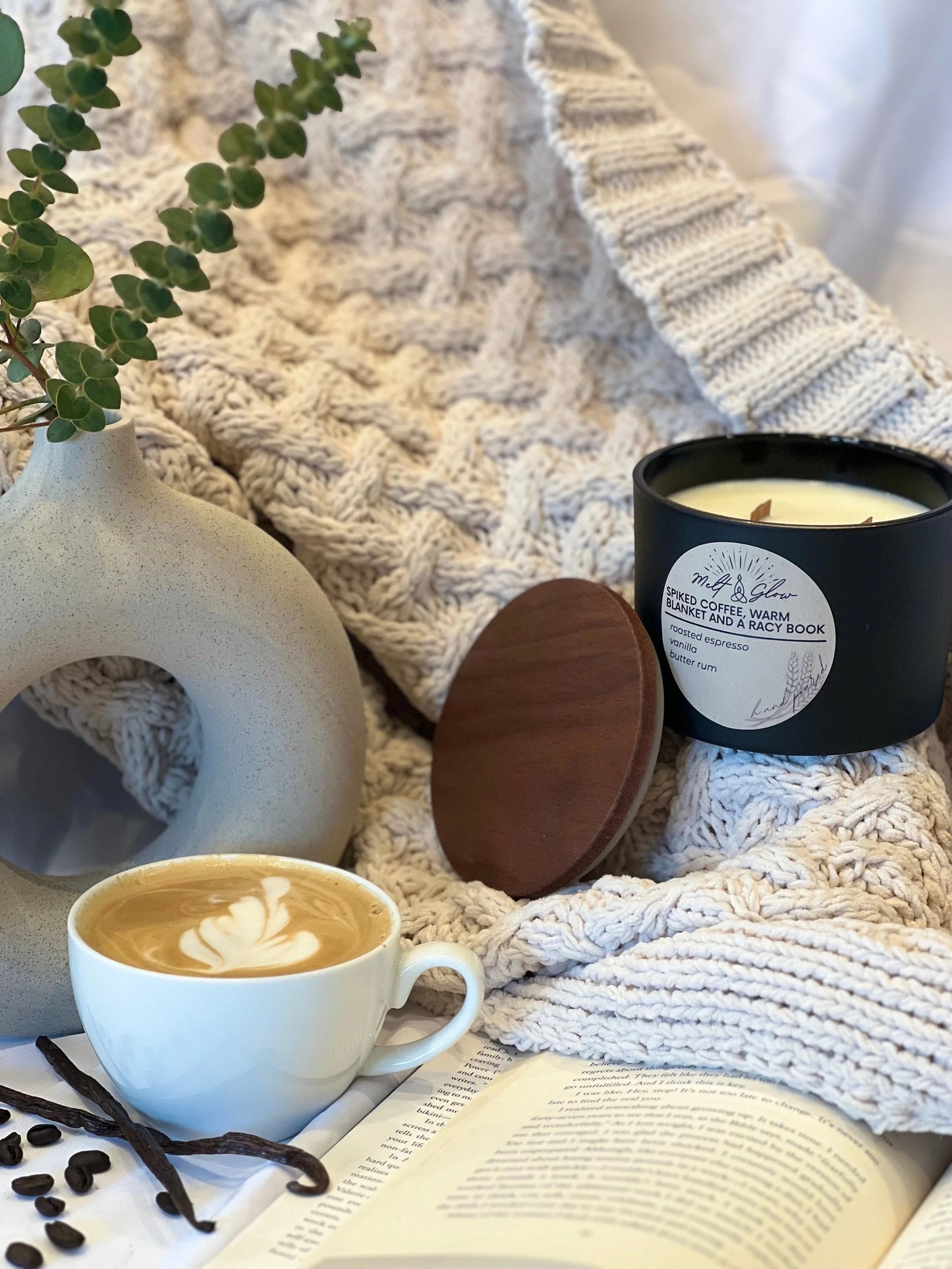 Melt & Glow | Spiked Coffee, Warm Blanket And A Racy Book | 12oz Candle