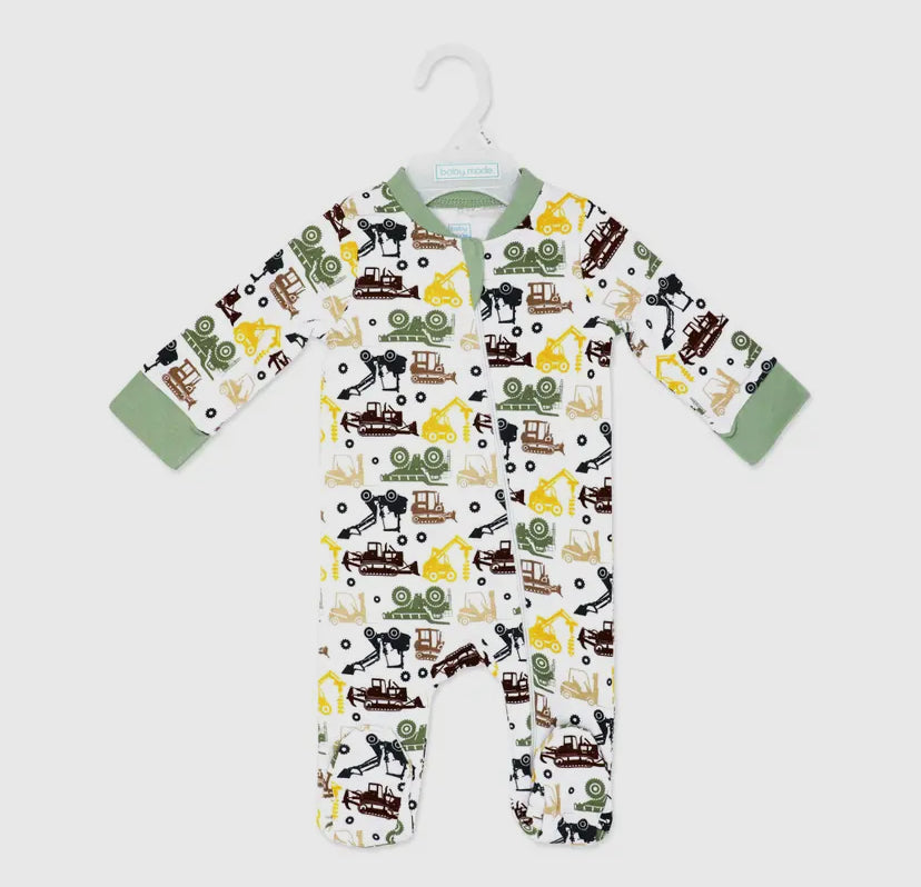 Boys Interlock Coverall Onesie | Sage Dirt Magnet