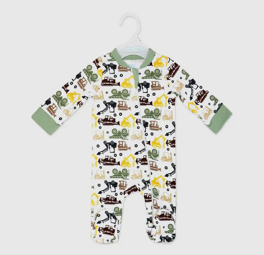 Boys Interlock Coverall Onesie | Sage Dirt Magnet