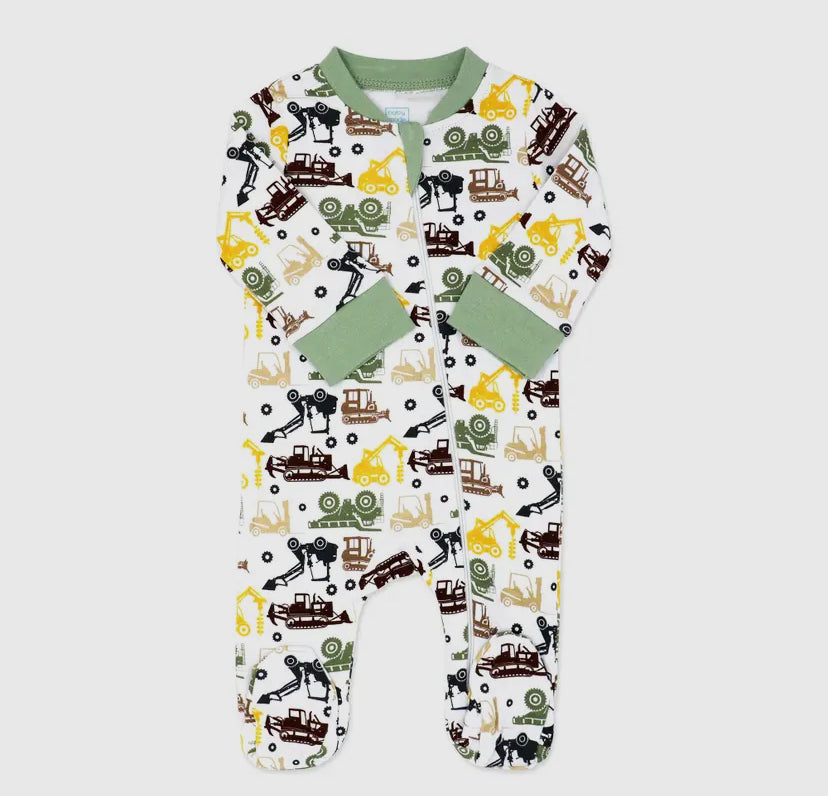 Boys Interlock Coverall Onesie | Sage Dirt Magnet