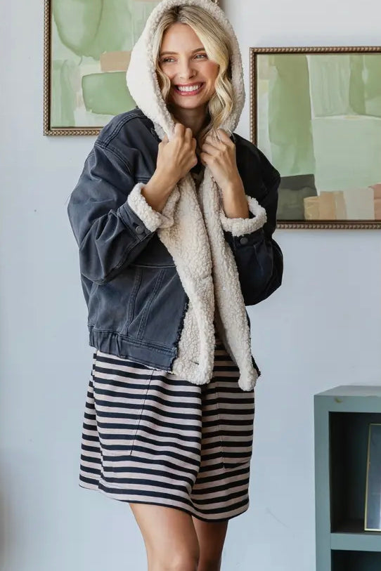 Reader Sherpa Hooded Denim Jacket