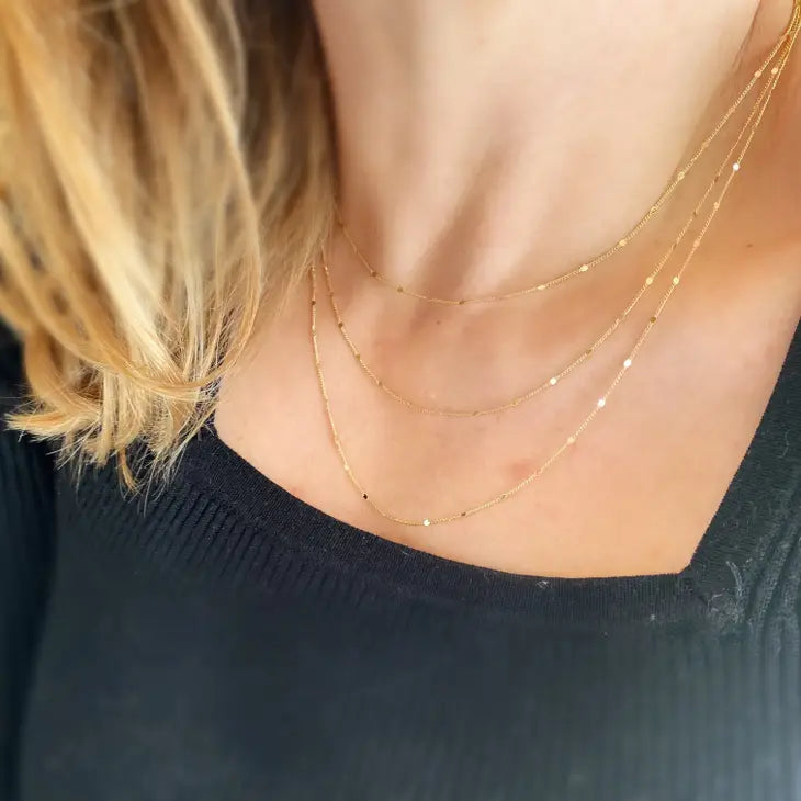 18K Gold Filled 1mm Curb Chain With Pressed Details