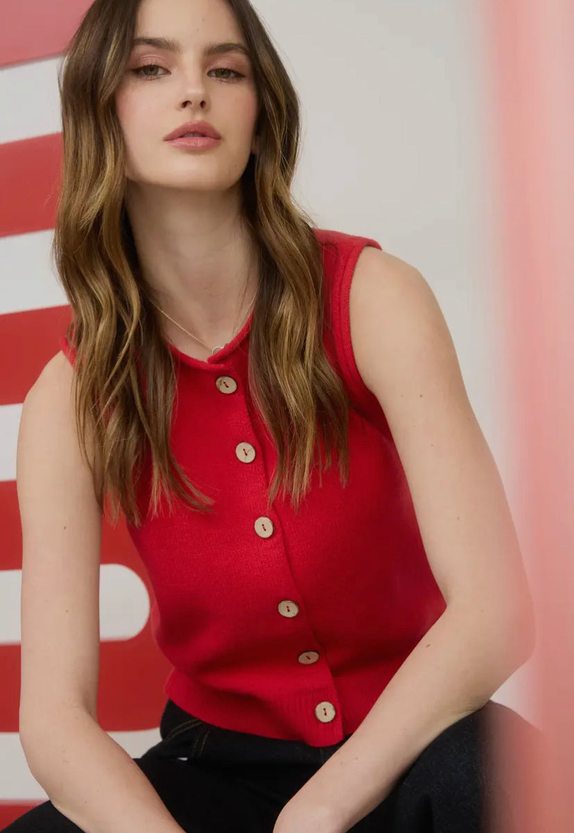 Monaco Knit Vest | Red