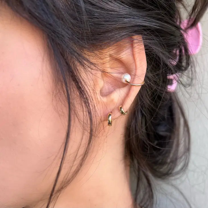 18K Gold Plated Small Clicker Hoop Earrings