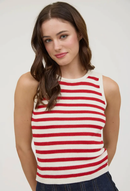 Sanne Stripe Tank | Red