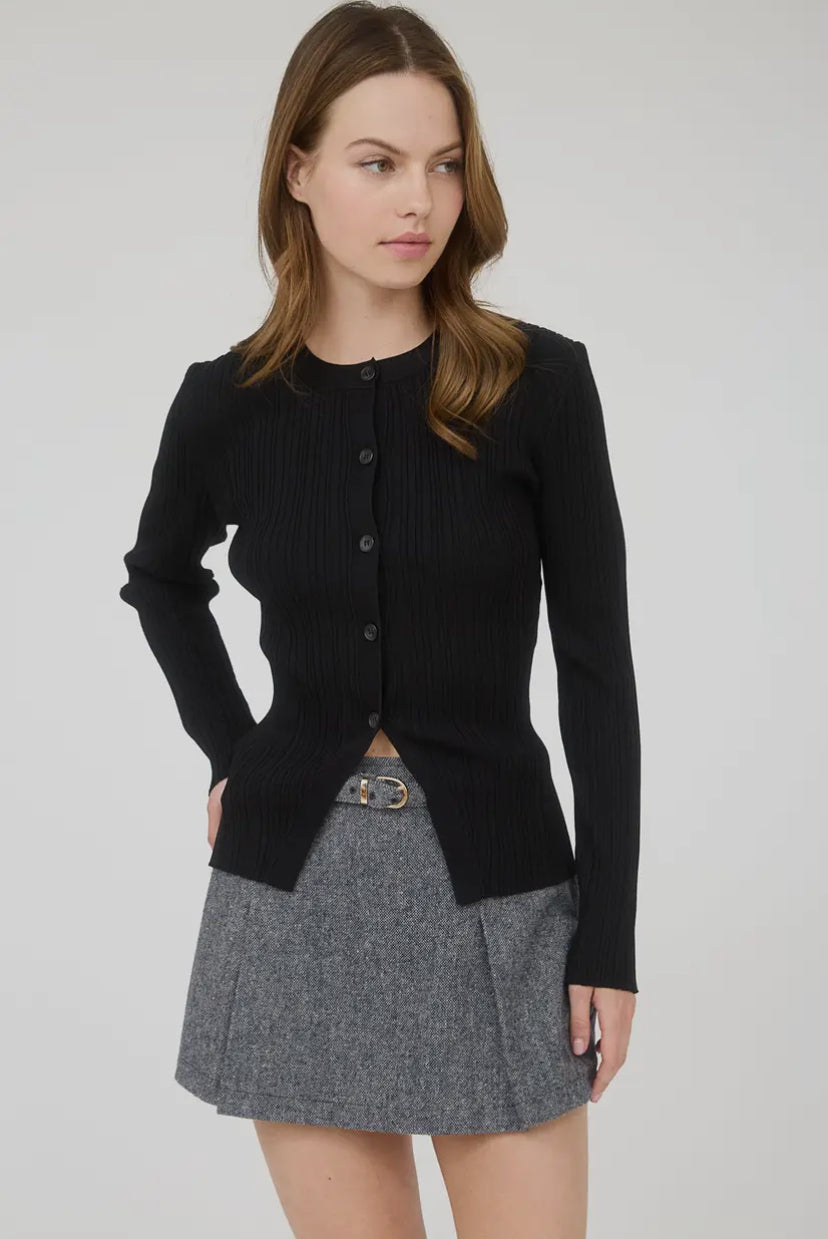 Fayette Split Hem Top | Black