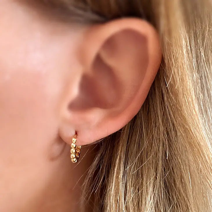 18K Gold Filled Beaded Clicker Hoop Earrings | Gold & Silver Options