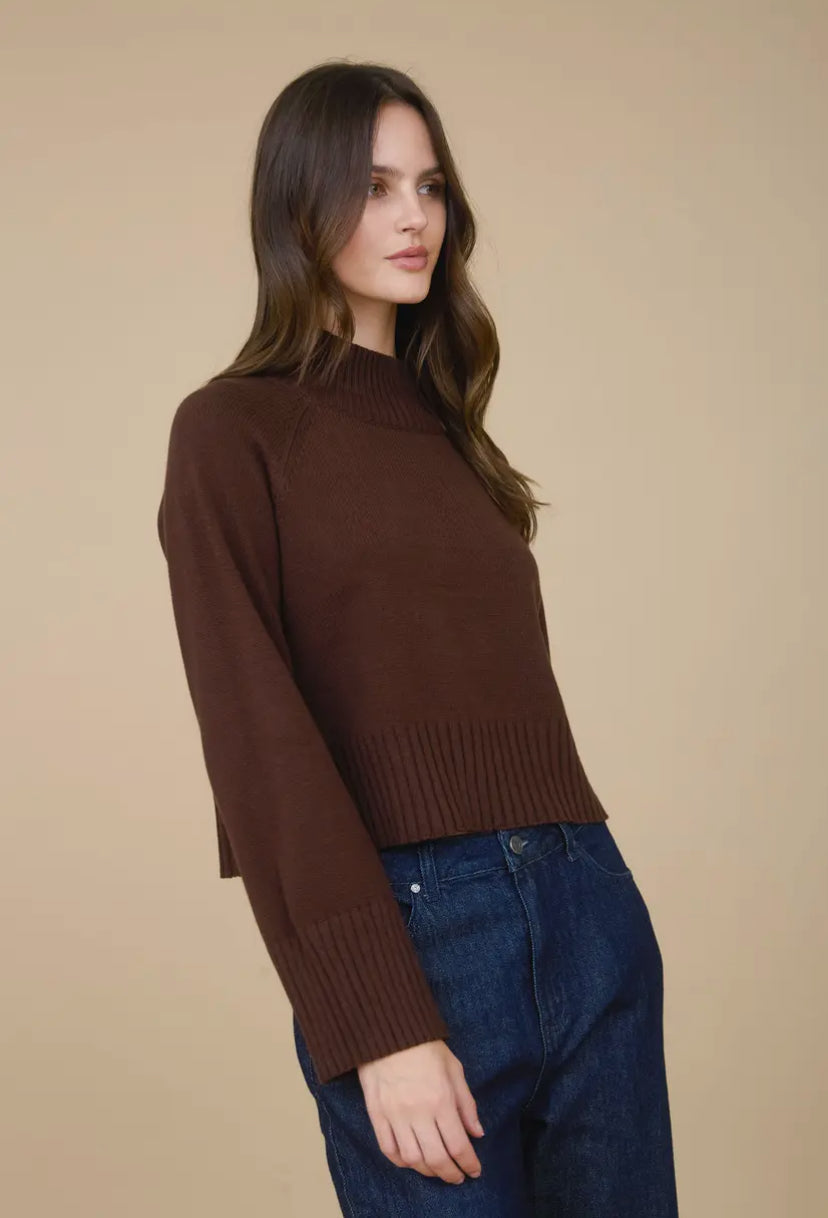 Asten Mock Neck Sweater | Brown