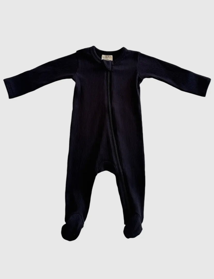 Black Ribbed Zip Onesie