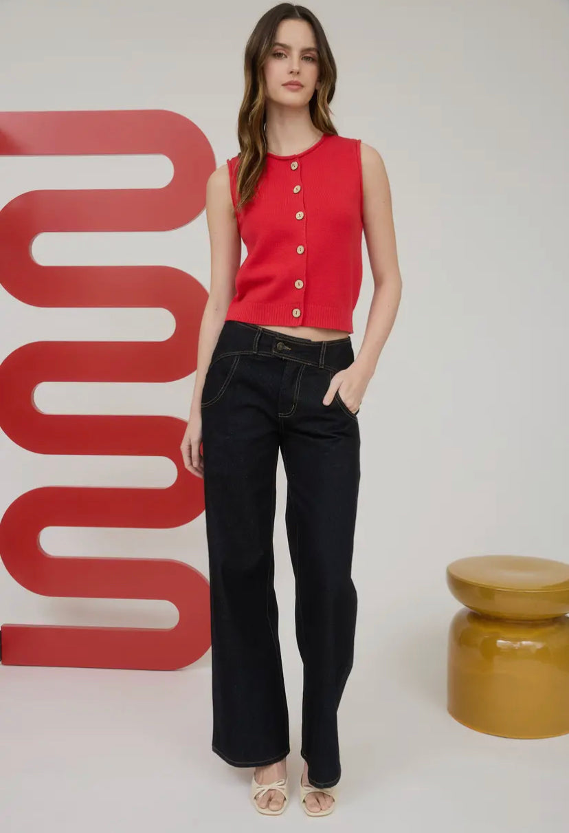 Monaco Knit Vest | Red