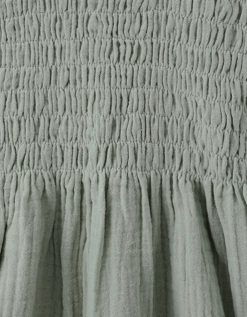 Smocked Cotton Dress | Green