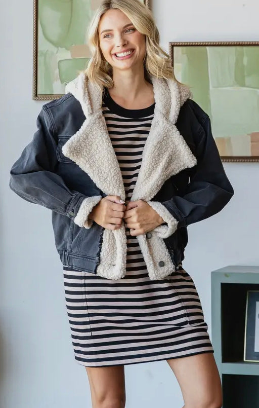 Reader Sherpa Hooded Denim Jacket
