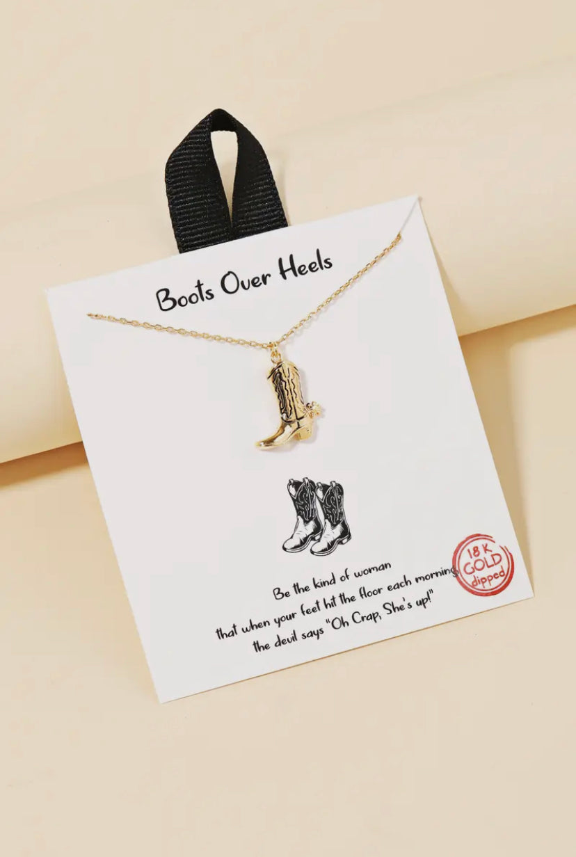 Fields Of Gold Cowboy Boot Necklace