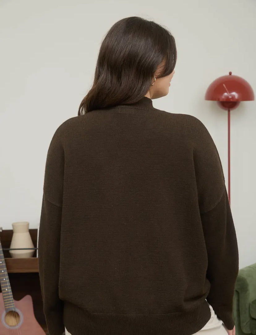 Stakes Mock Neck Sweater | Brown
