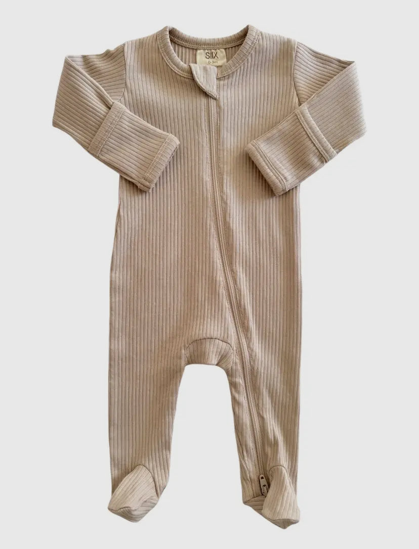 Desert Tan Ribbed Zip Onesie