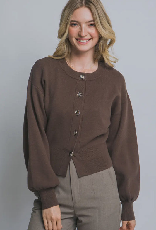 Talia Button Sweater | Mocha