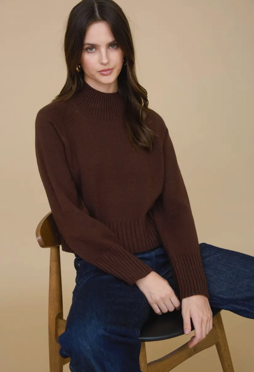 Asten Mock Neck Sweater | Brown