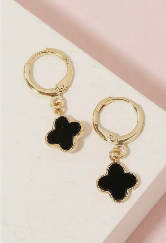 Gold Dipped Clover Charm Dangle Earrings | 2 Colour Options
