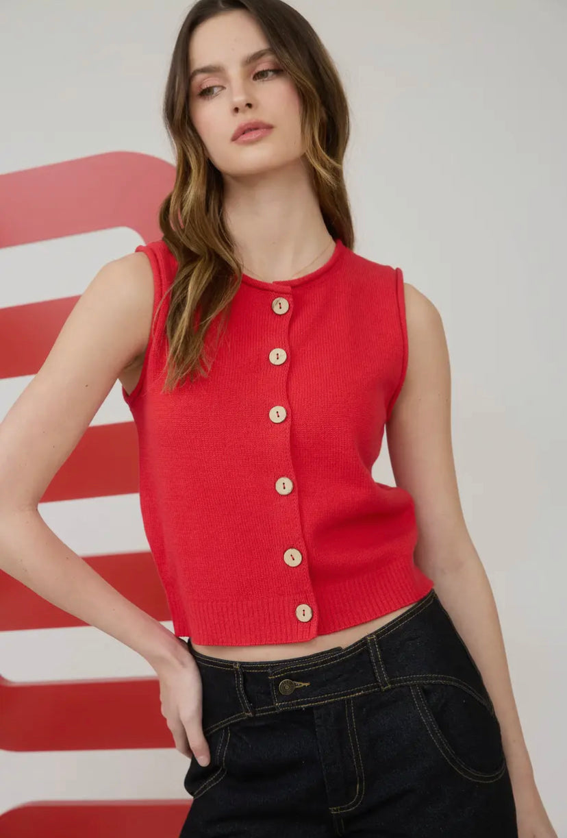 Monaco Knit Vest | Red
