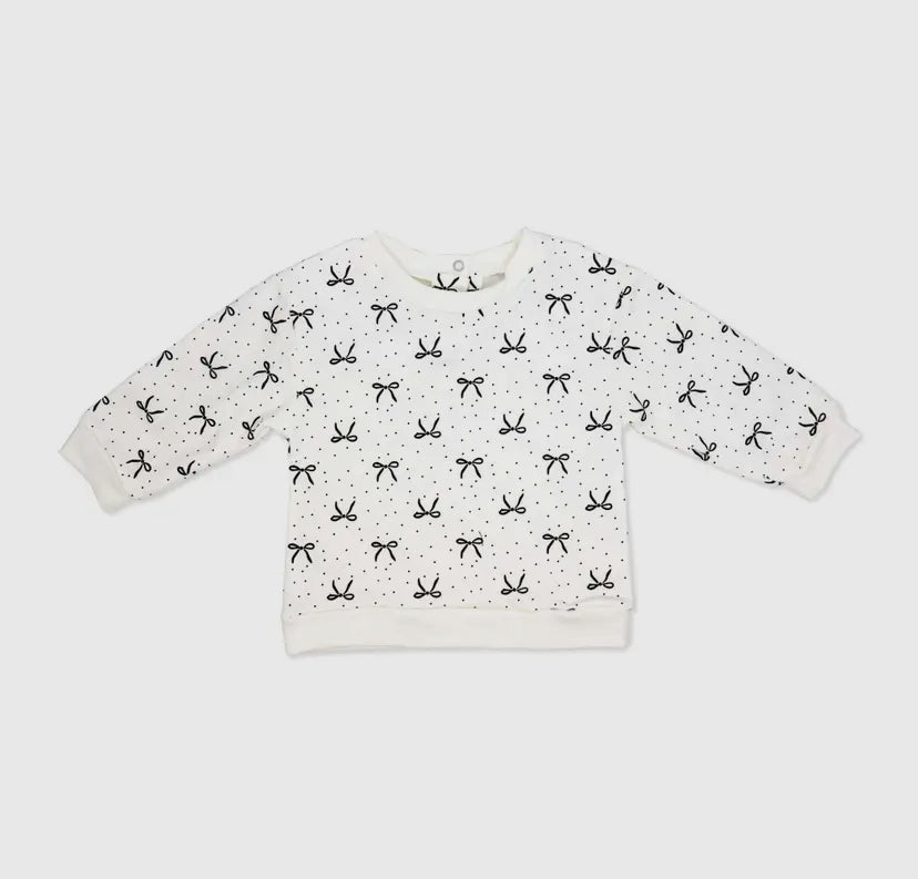 Girls 3 Piece Oversized Sweatshirt Set | Black Bows
