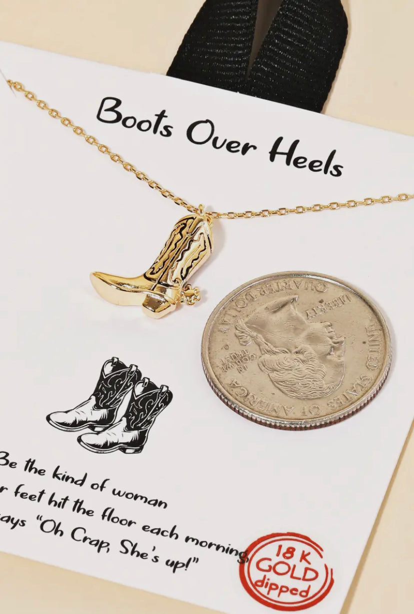 Fields Of Gold Cowboy Boot Necklace
