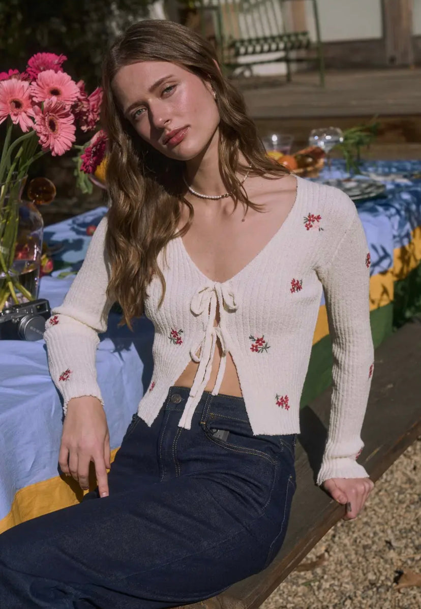 Bouquet Front Tie Cardi