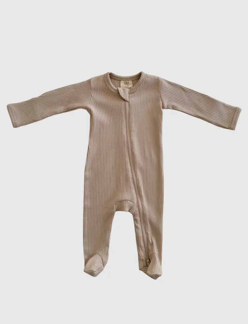 Desert Tan Ribbed Zip Onesie