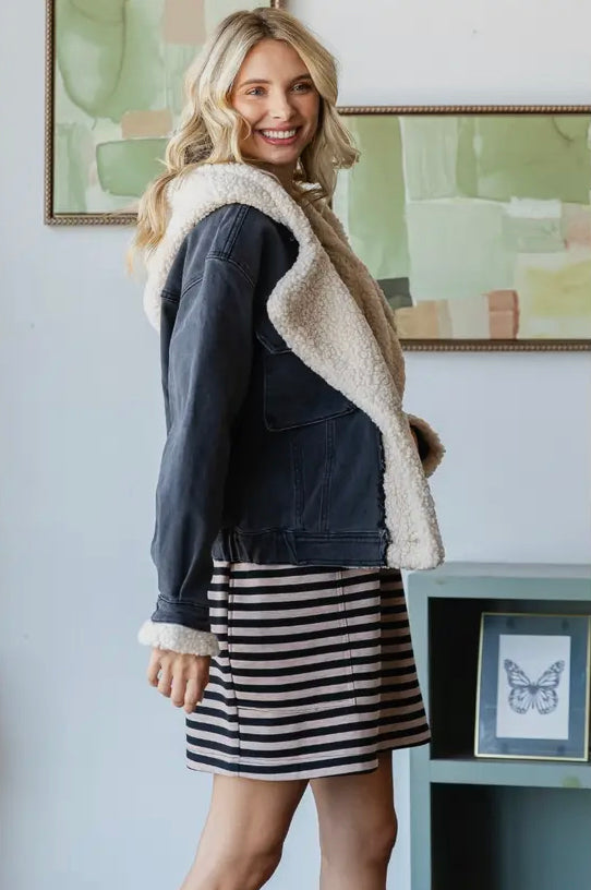 Reader Sherpa Hooded Denim Jacket