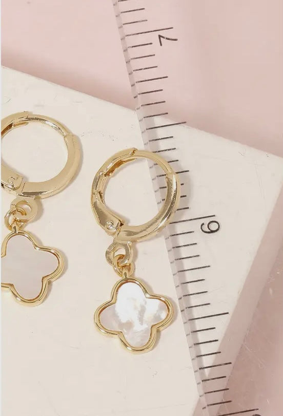 Gold Dipped Clover Charm Dangle Earrings | 2 Colour Options