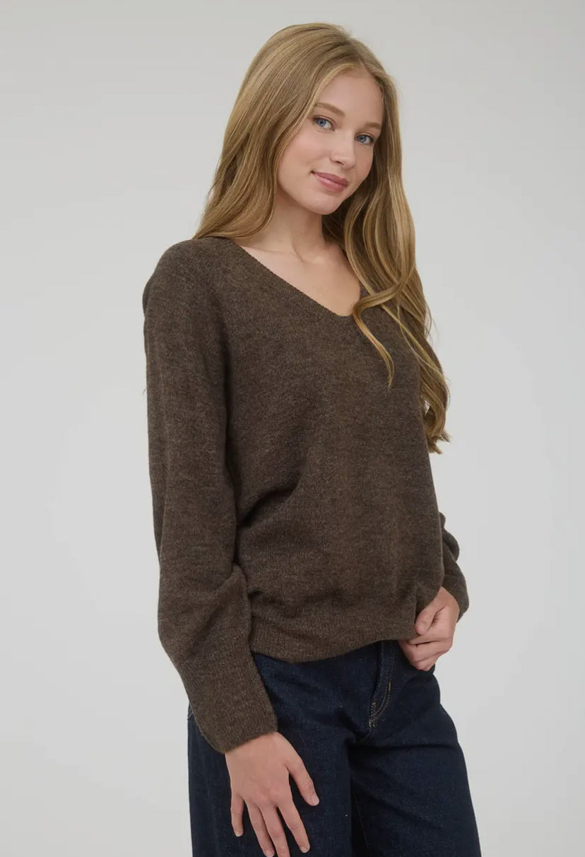 Sammy V-Neck Sweater | Brown