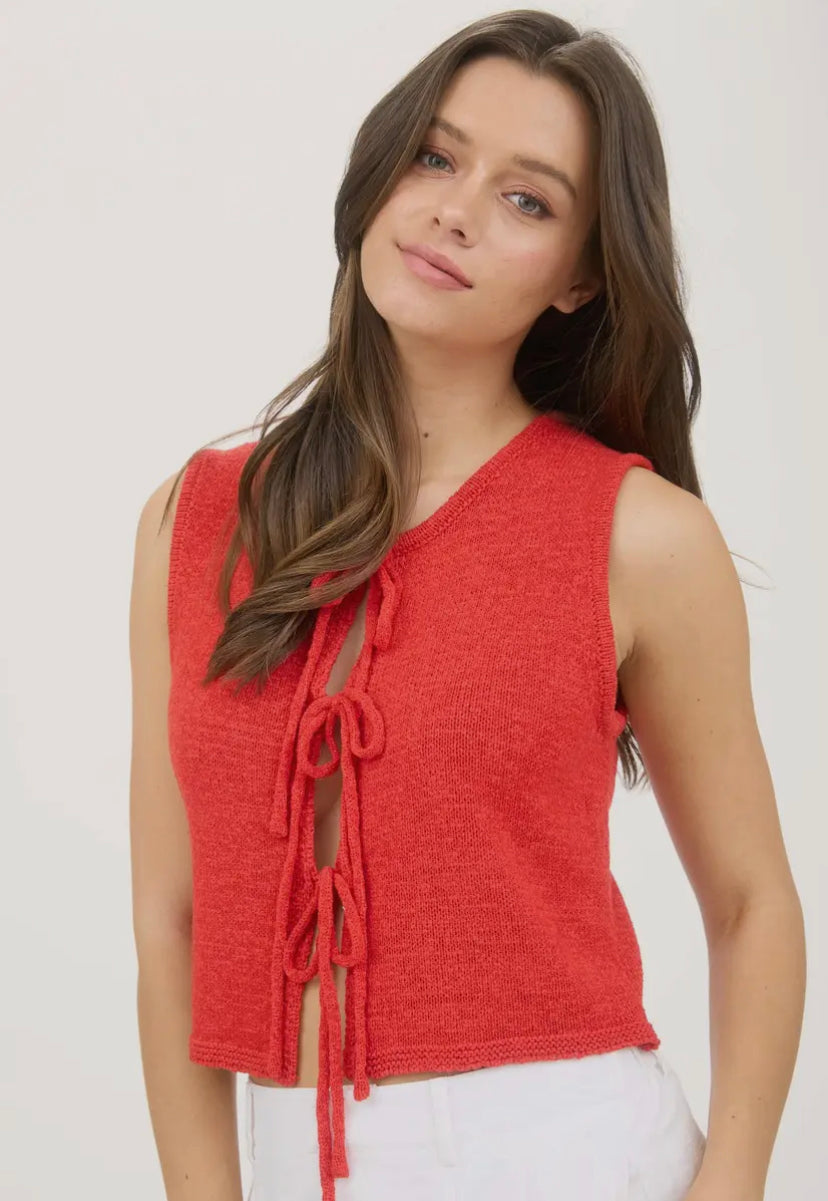 Zariah Front Tie Top | Red