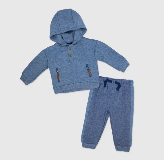 Boys 2 Piece Hooded Jogger Set | Blue