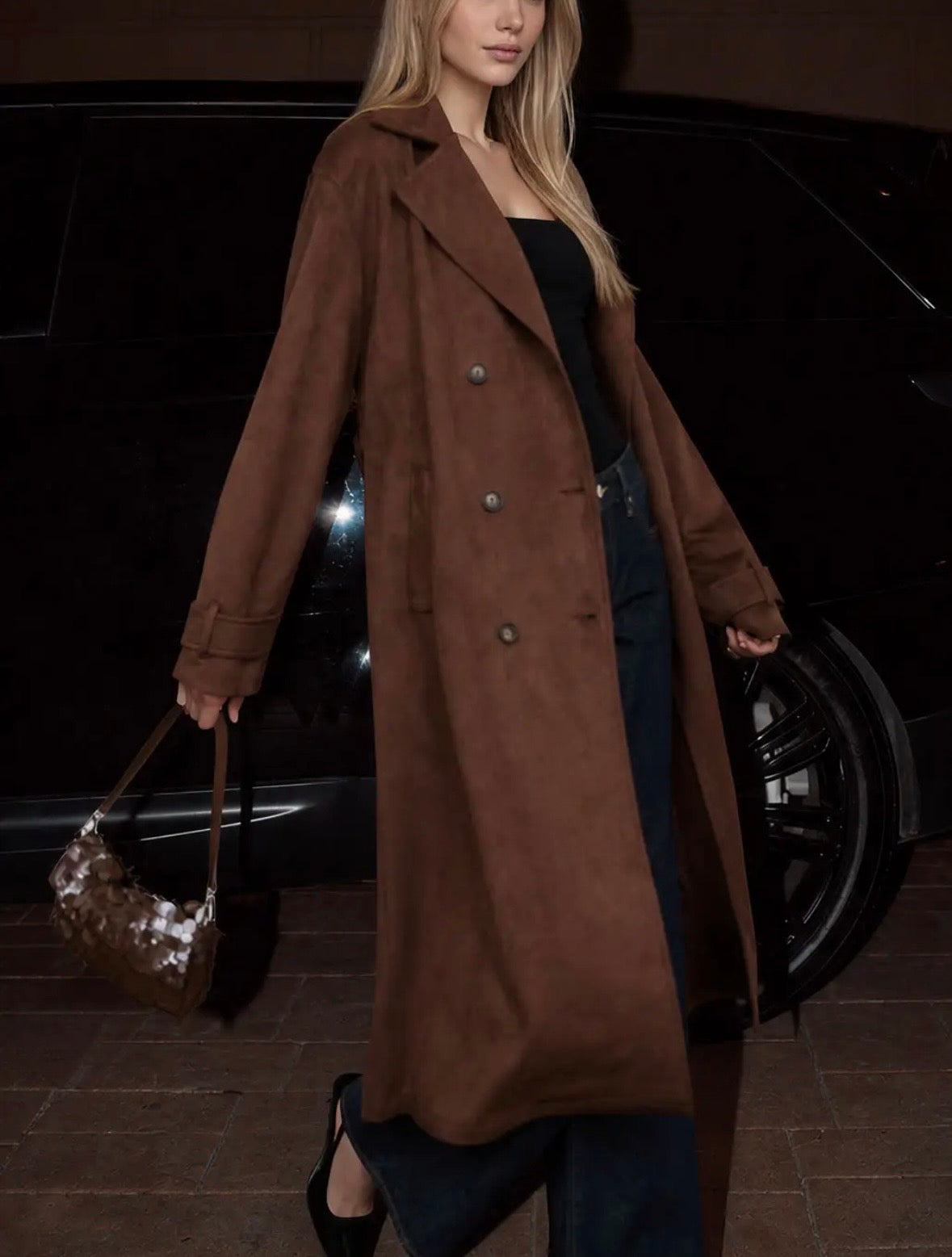 Kensington Suede Trench Coat | Cocoa