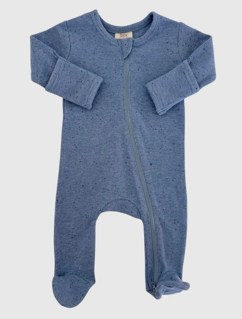 Blue Speckle 2-Way Zip Onesie