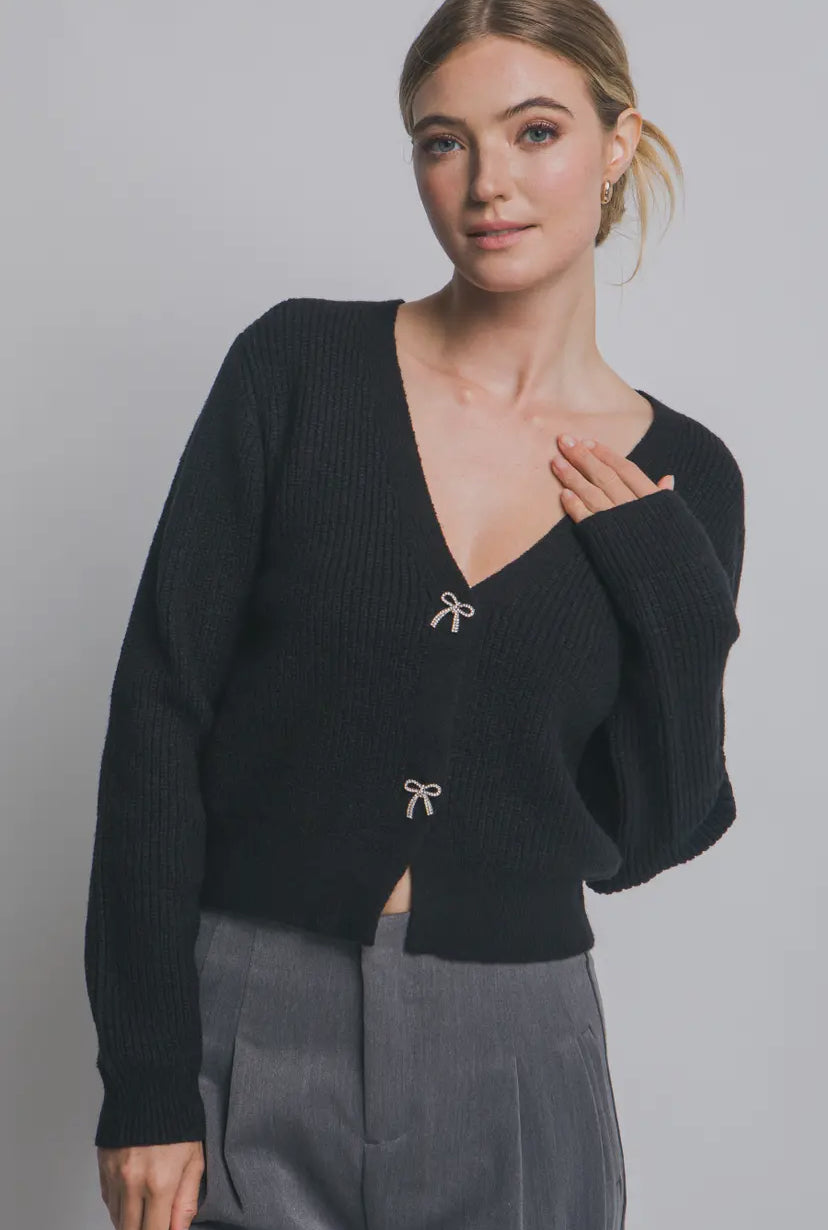 Sable Bow Cardi | Black