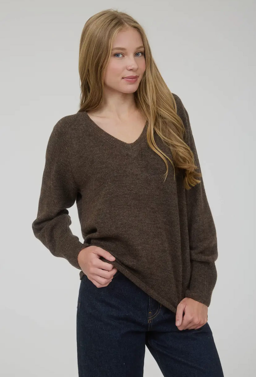 Sammy V-Neck Sweater | Brown