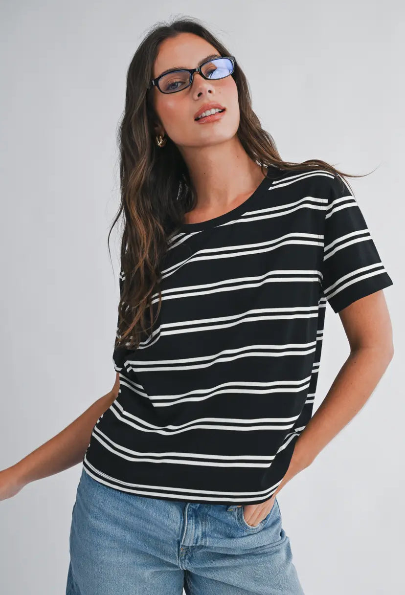 Monet Striped Tee | Black