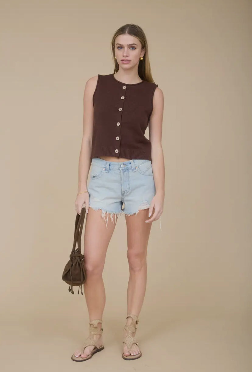 Monaco Knit Vest | Brown