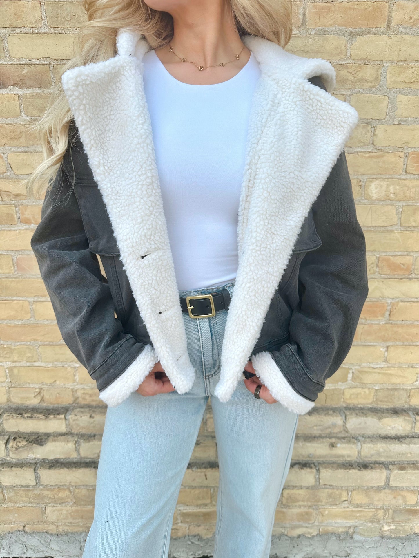 Reader Sherpa Hooded Denim Jacket